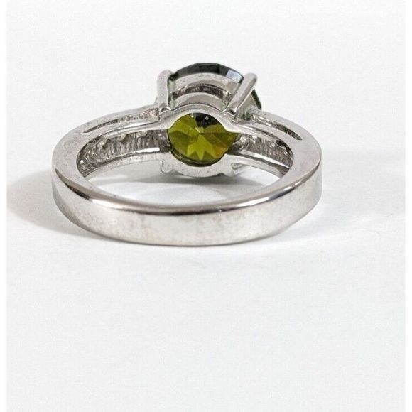 Size 7 - Green Stone 925 Sterling Silver Uncas Signed Cocktail Ring - Picture 9 of 11